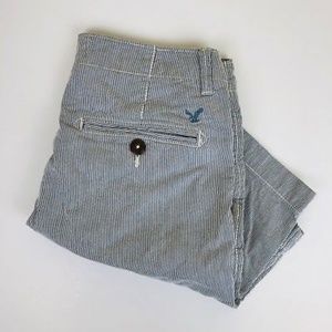 American eagle blue and white pinstripe shorts